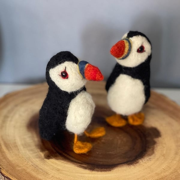 Coastal Keepsake Puffins-Handmade Wool Pair