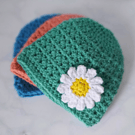 Daisy Baby Hat Crochet In Sizes Newborn to 2 Yrs, Baby Shower Gift