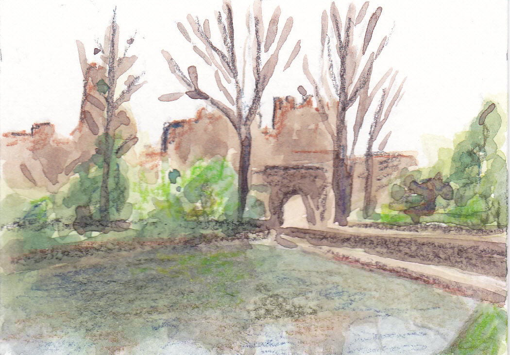 ACEO Prudhoe Castle Original Watercolour and Pencil Painting OOAK 