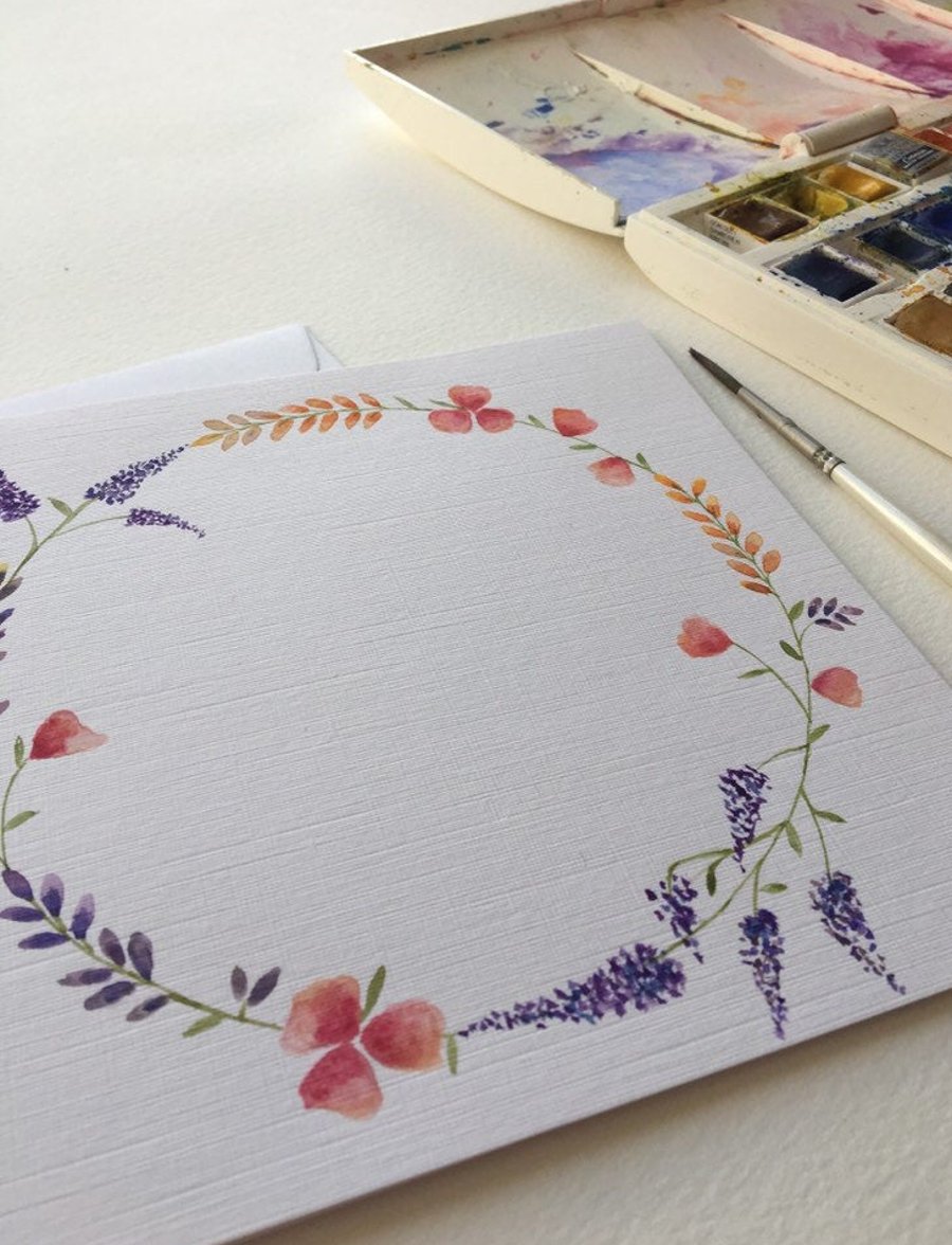 Personalised floral wreath card