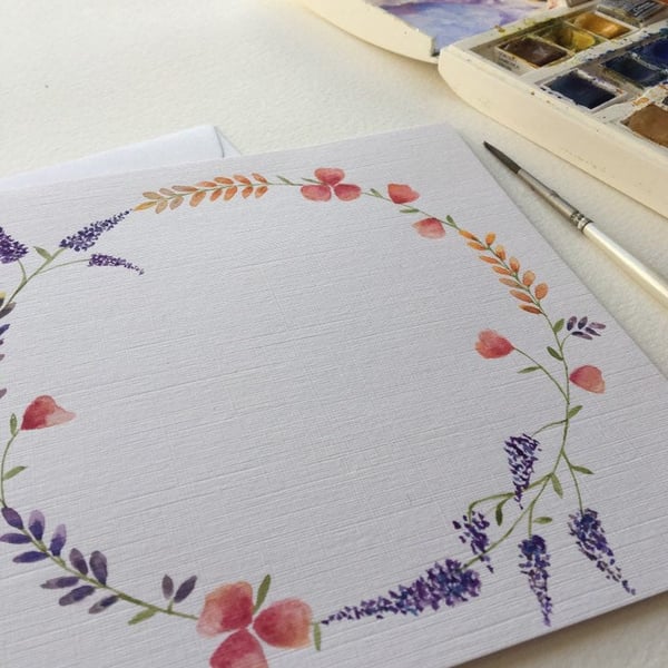 Personalised floral wreath card