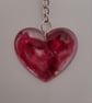 Handmade epoxy resin red heart keyring