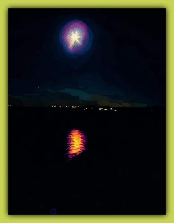 Moon on Well Creek Norfolk Greeting Card A5