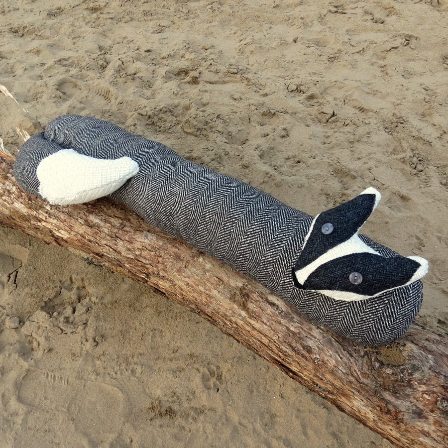A quirky badger draught excluder.  Woodland.  Door decor.