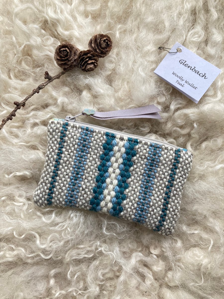 Woolly Wallet - Teal. Handwoven in Wales