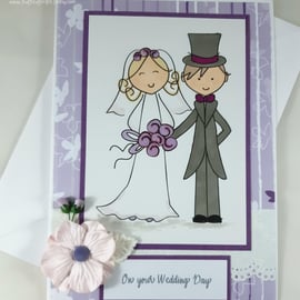 Handmade wedding card - bride and groom