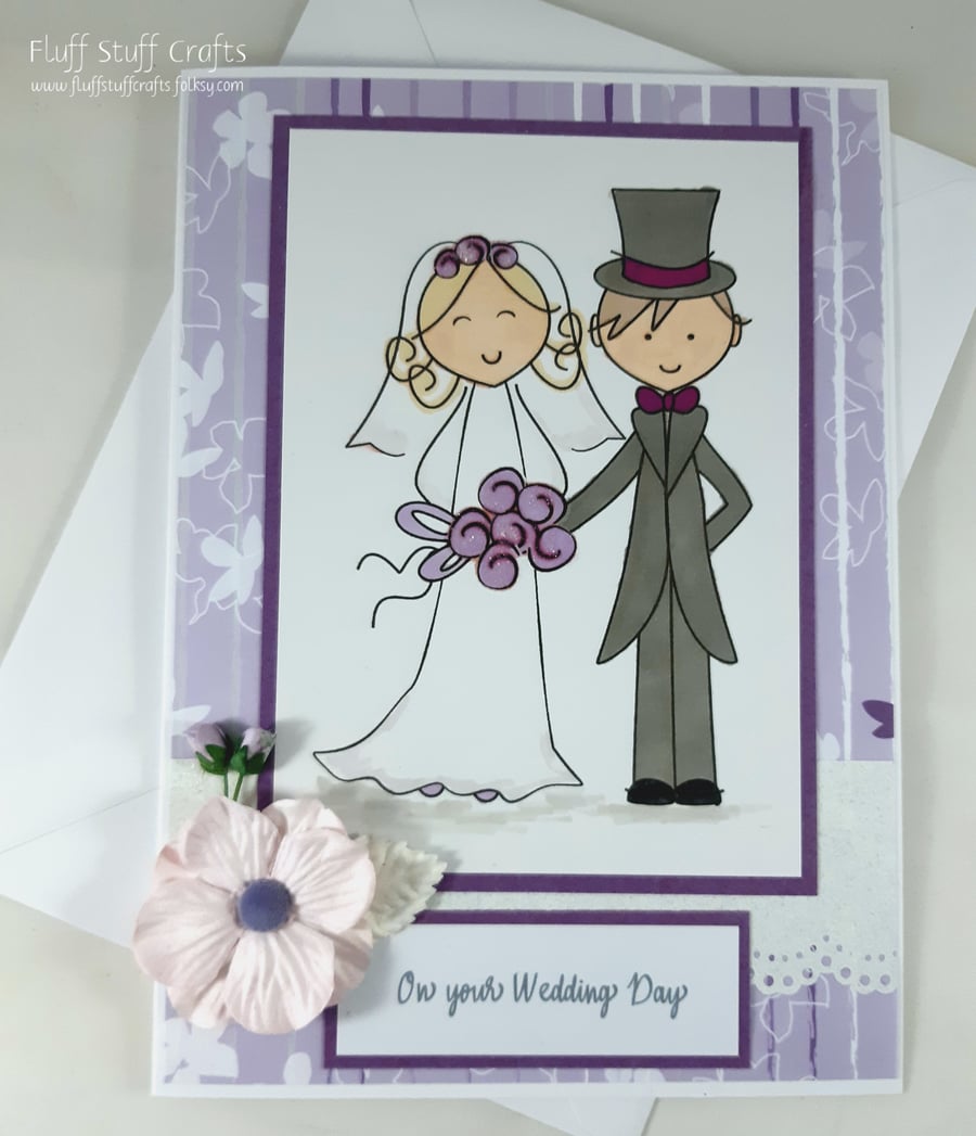 Handmade wedding card - bride and groom