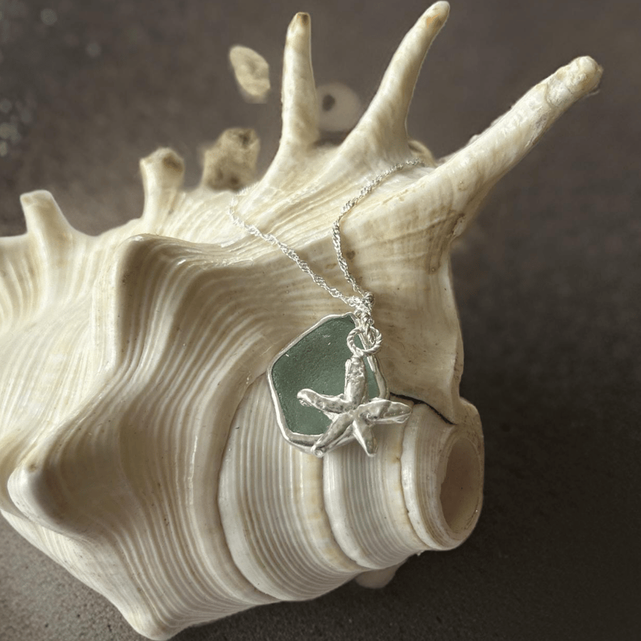 Ocean Sea Glass Starfish Necklace