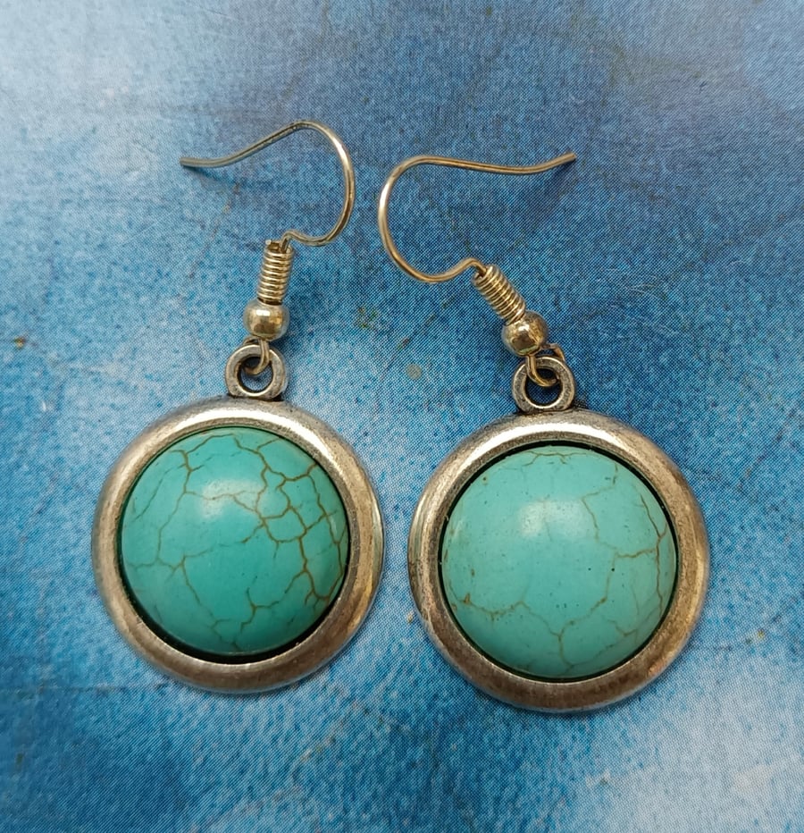 Beautiful Round Turquoise Earrings