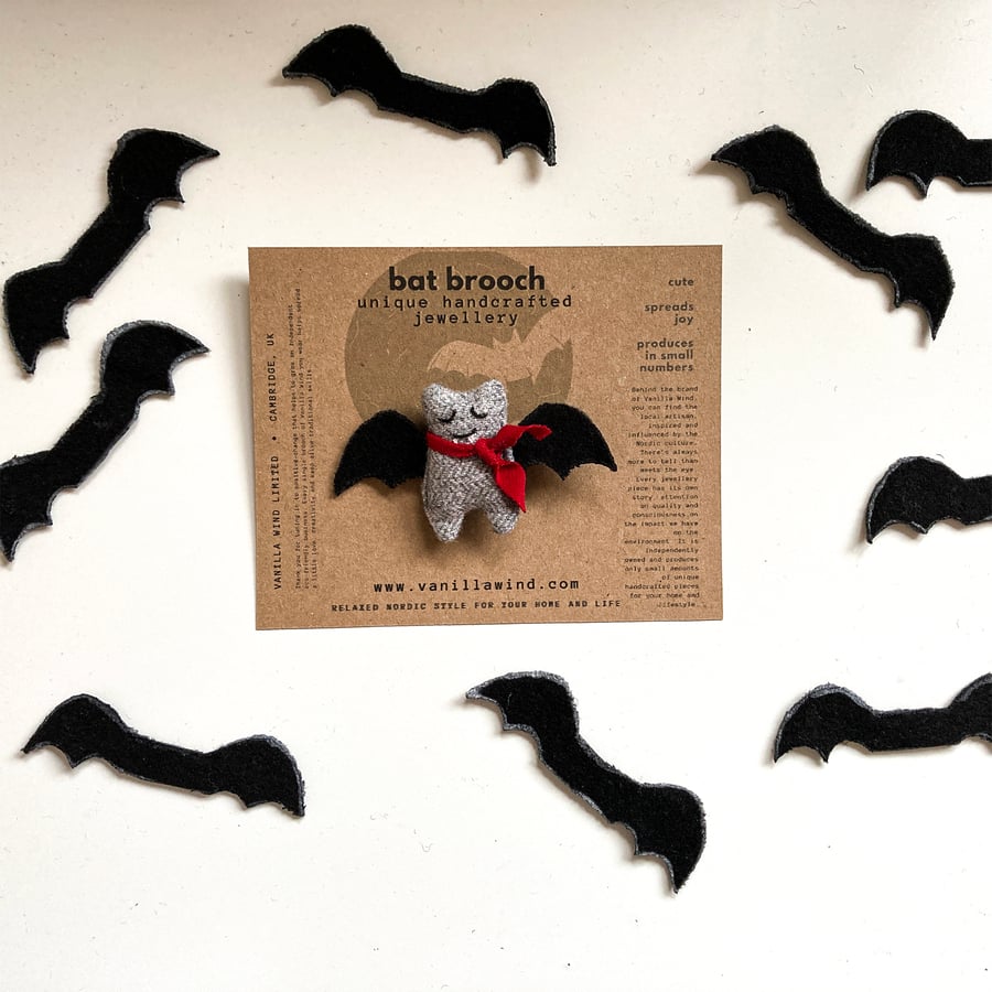 Cute Bat Brooch, Soft Textile Pin