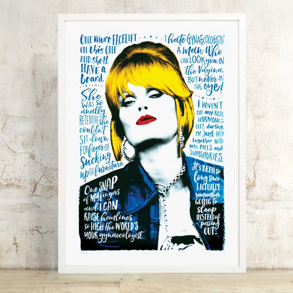 Patsy Ab-Fab Inspired - Limited Edition, Punk, Retro, Hand Printed, Screen Print