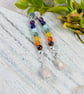 Earrings, Sterling Silver Long Droppers with a Rainbow of Gemstones - Image 10
