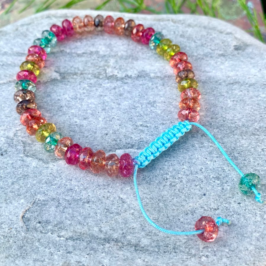 Gemstone Faceted Beaded Slider Bracelet