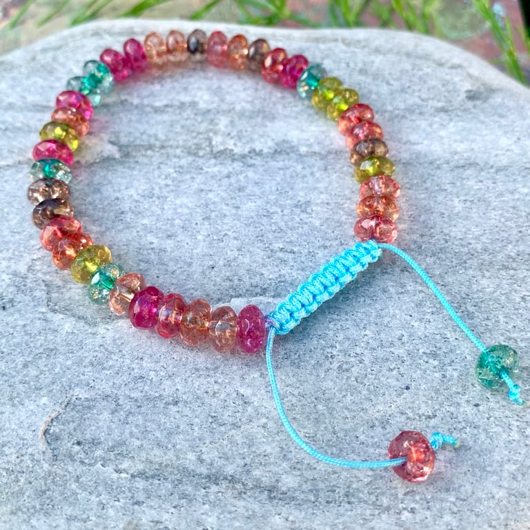 Gemstone Faceted Beaded Slider Bracelet