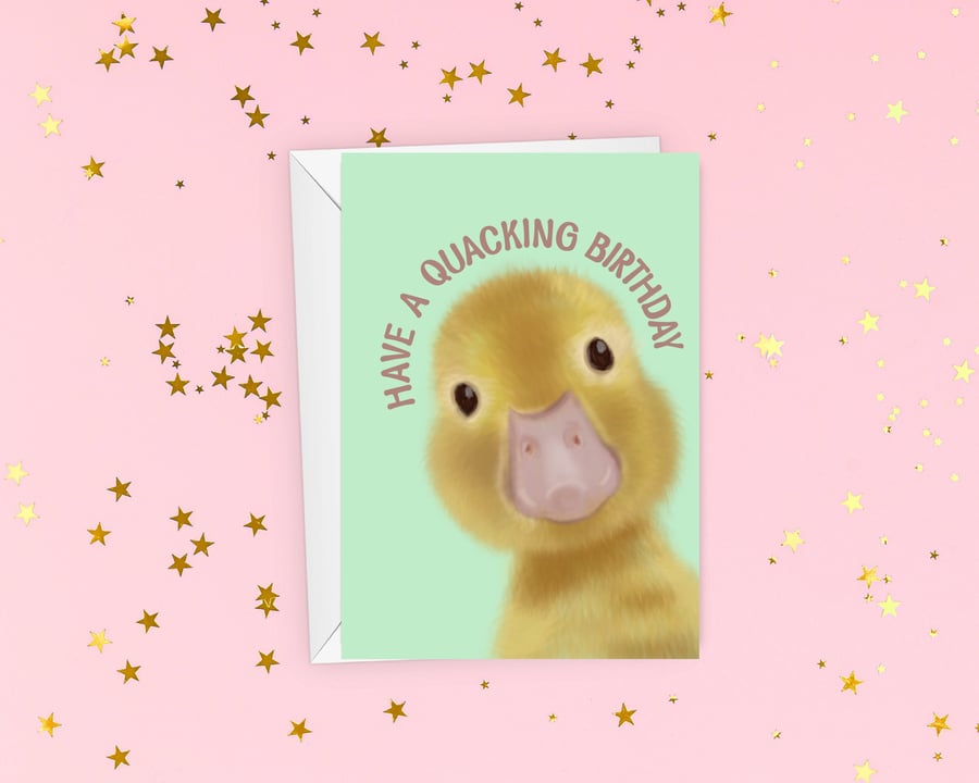 Duck birthday card, quacking birthday, animal birthday card, duckling card, duck
