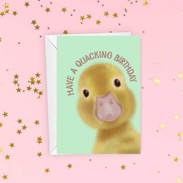 Duck birthday card, quacking birthday, animal birthday card, duckling card, duck
