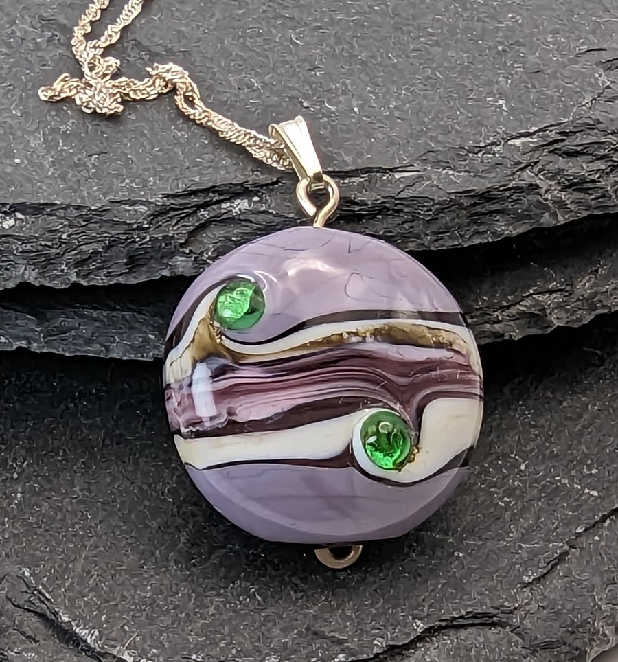 Purple Ripple Lampwork Pendant