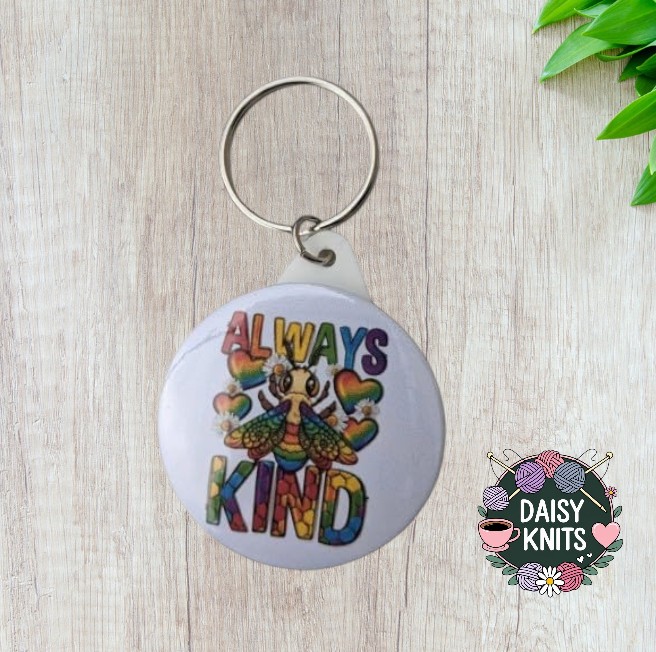 Bee Kind Keychain - Beautiful Colorful Bee Keyring