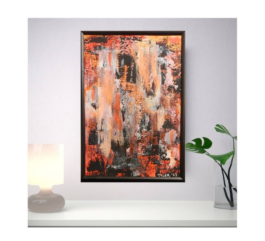 Piquante - original abstract painting - mixed media on a4 paper