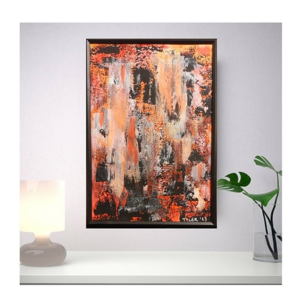 Piquante - original abstract painting - mixed media on a4 paper
