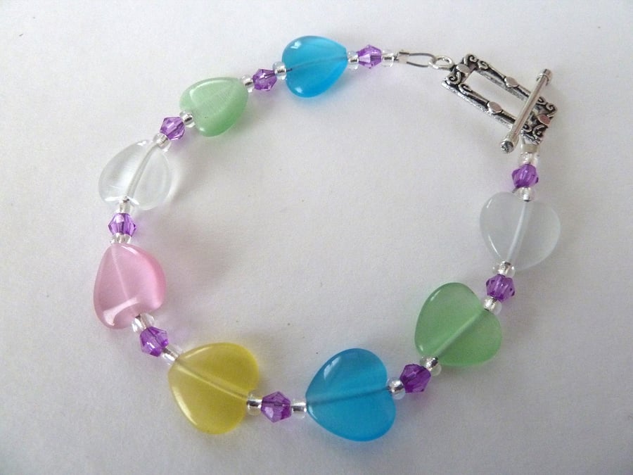 SALE pastel heart bracelet
