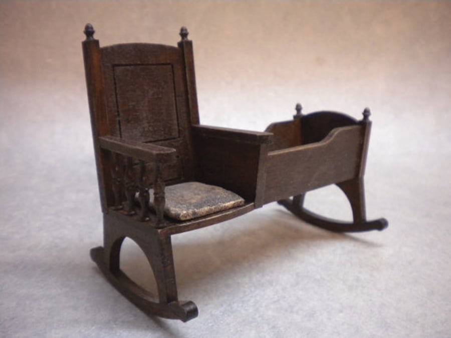 DollsHouse Nursery Chair Cradle, Crib, Cot Historic, Tudor, Medieval