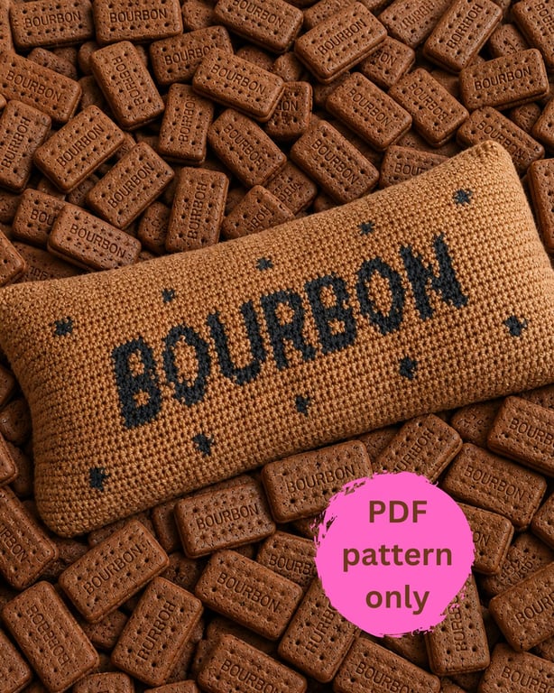 Crochet Bourbon Biscuit Cushion PDF Pattern Only
