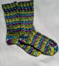 Hand-cranked Knitted Ribbed Wool Socks Size 6 to 7 - Image 2