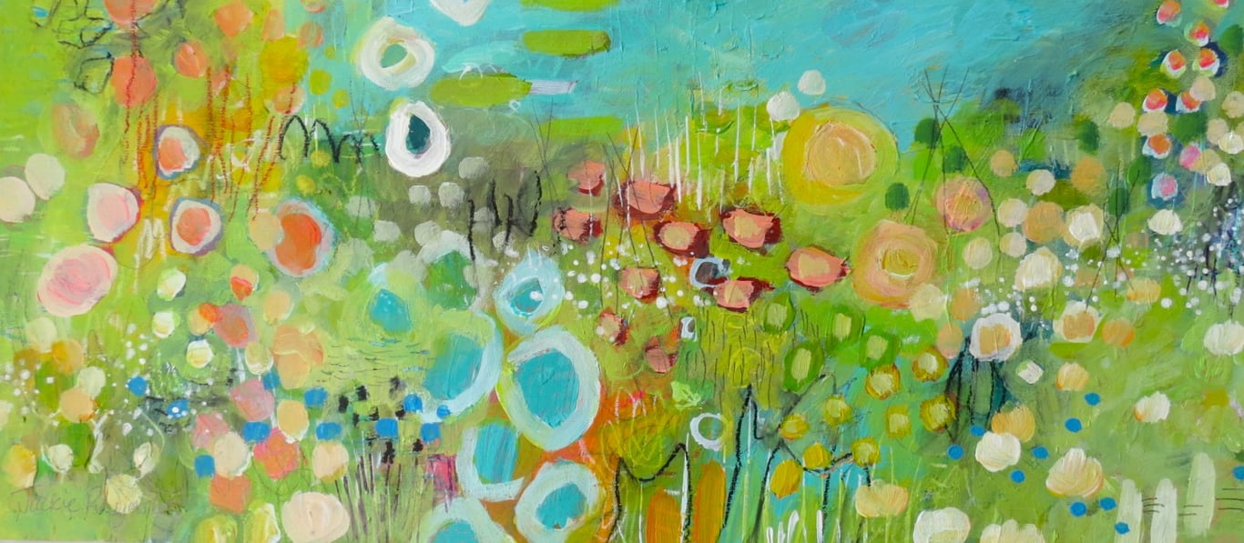 'Along this Path' Original Abstract Floral Landscape by Jackie Reynolds