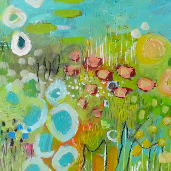 'Along this Path' Original Abstract Floral Landscape by Jackie Reynolds