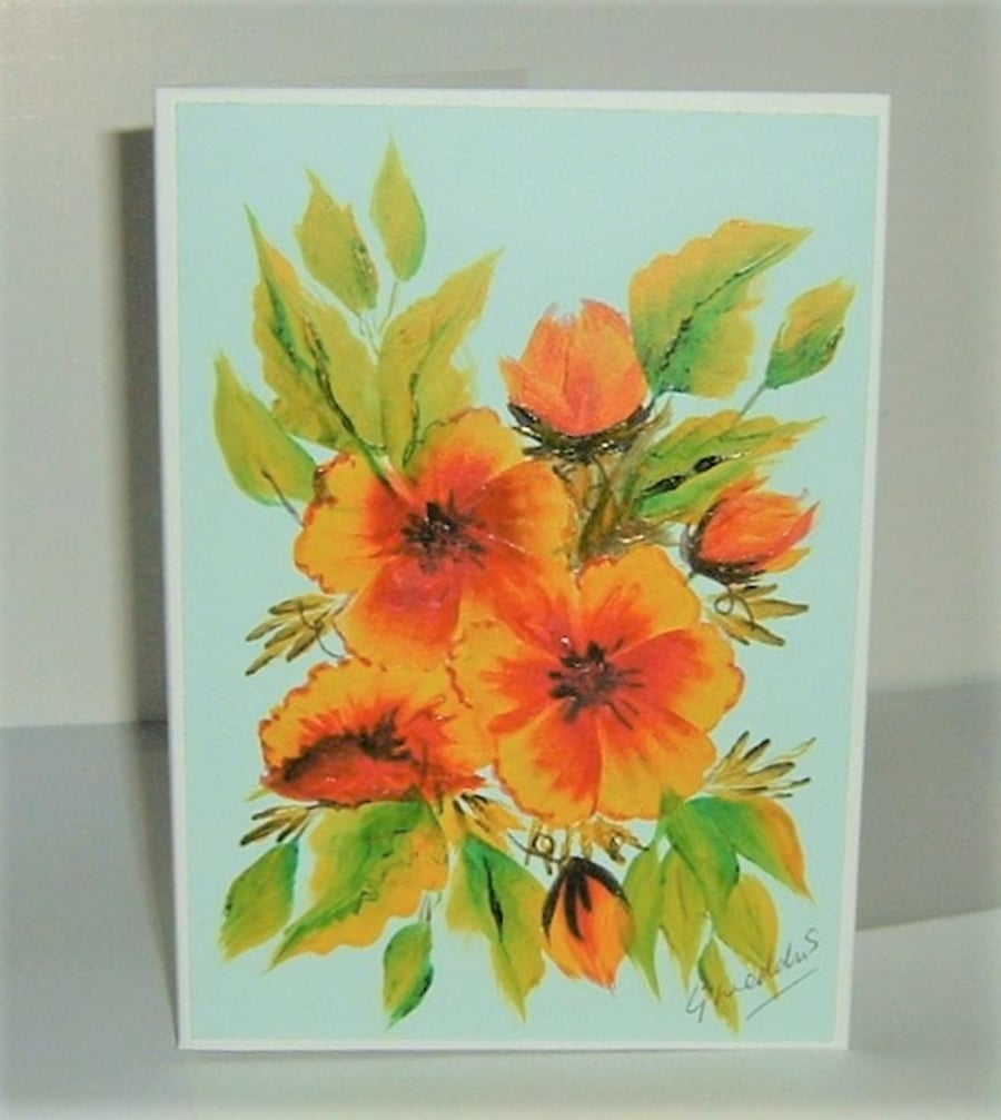 original hand painted greetings card ( ref F 237)