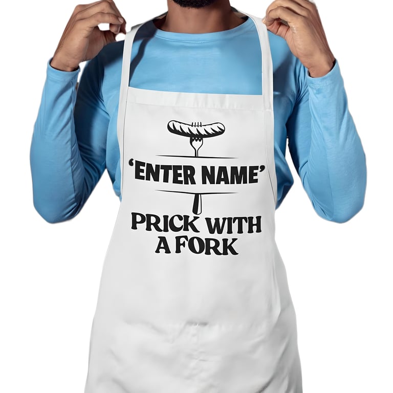 Personalised BBQ Kitchen Apron -Personalised Name Prick With A Fork Apron