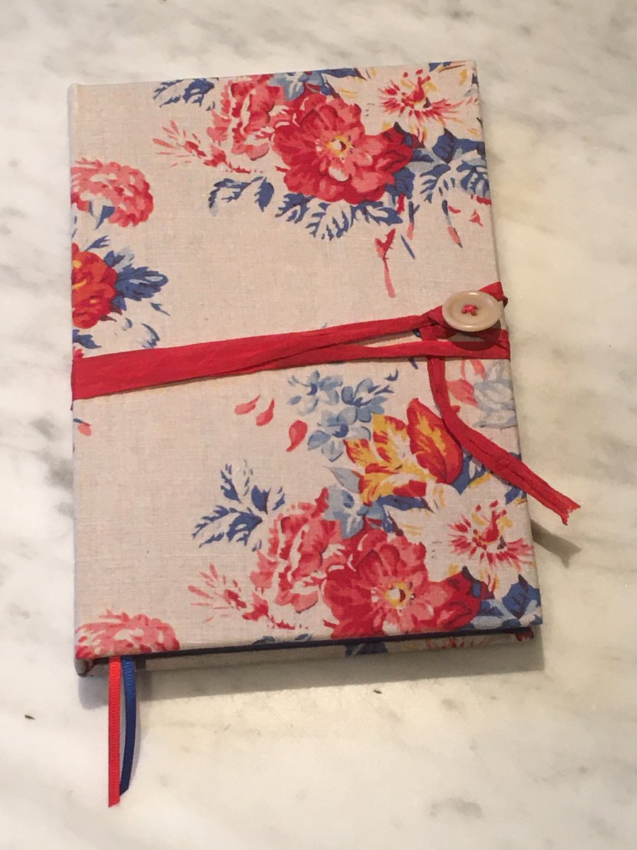 Floral Print Linen Covered A5 Journal