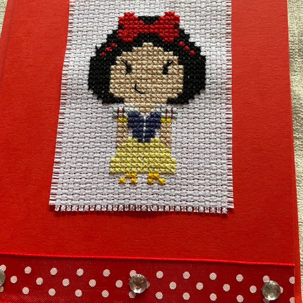 Snow White cross stitched card