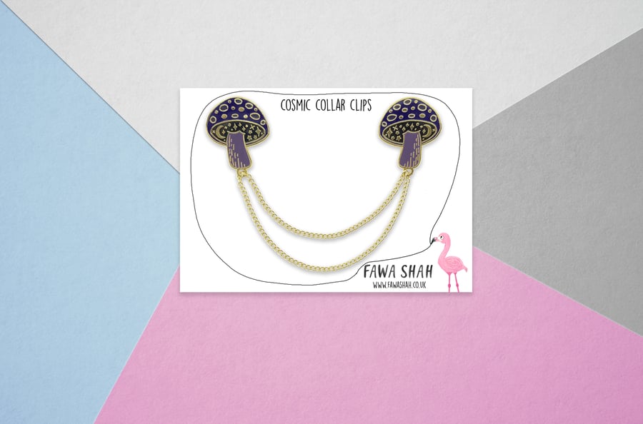 Cosmic Mushroom Collar Chain - Hard Enamel Pin - Jewellery