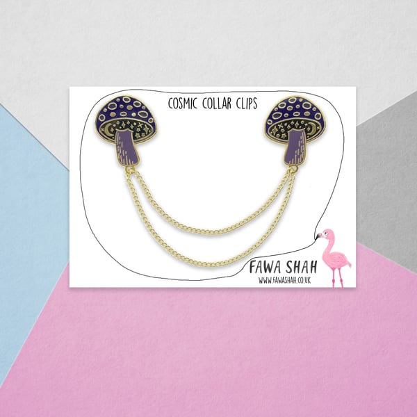 Cosmic Mushroom Collar Chain - Hard Enamel Pin - Jewellery