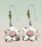 Rose Pink Flower Earrings 