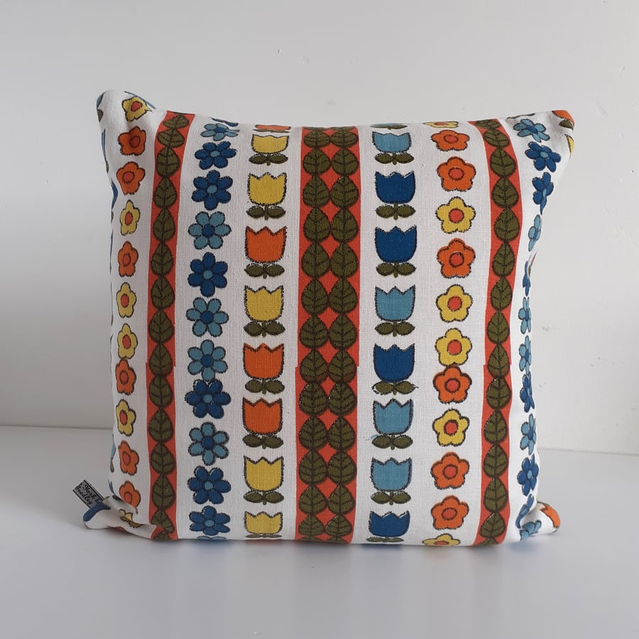 Seconds Sunday cushion cover in a vintage Scandi or Folk Art style print 