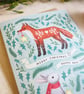 Pack of 4 Folk Forest Animals Christmas cards  - Image 5