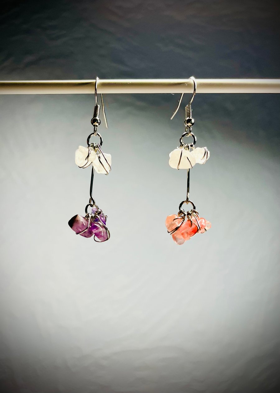Amethyst and Quartz Earrings 