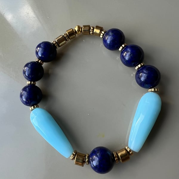 “Stone of wisdom “,Lapis Lazuli Bracelet 