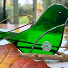 Stained glass Bird - Christmas green