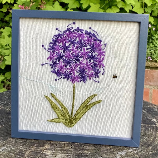 Allium Hand Embroidered Picture