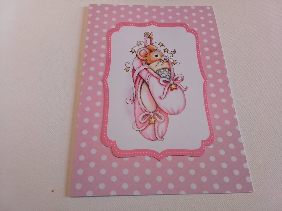 Baby card. Handmade card. Ballet. Ballerina. Any occasion card. Ref 109