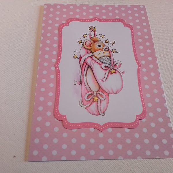 Baby card. Handmade card. Ballet. Ballerina. Any occasion card. Ref 109