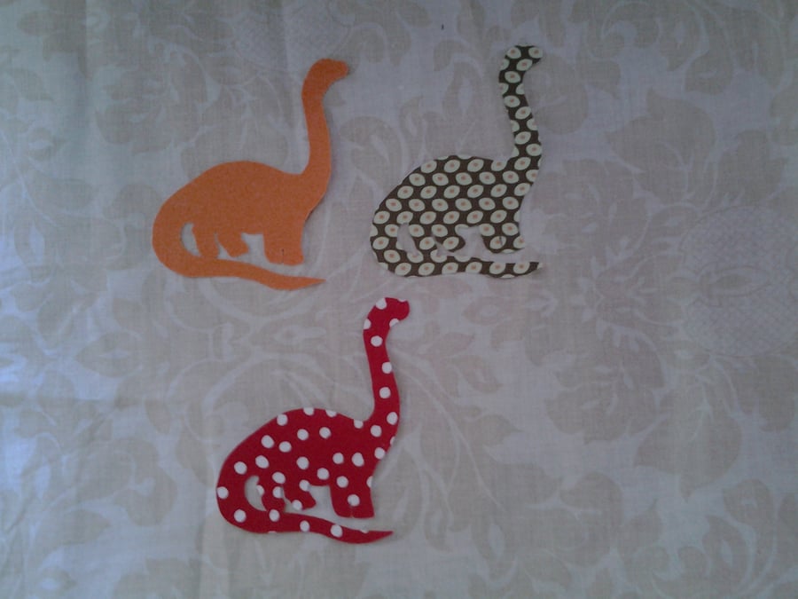 Homemade set of 3 brachiosaurus cotton embellishments