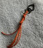 Orange-Rust Suede Keyring - Bag Charm w Gunmetal coloured Heart-shaped Carabiner - Image 6