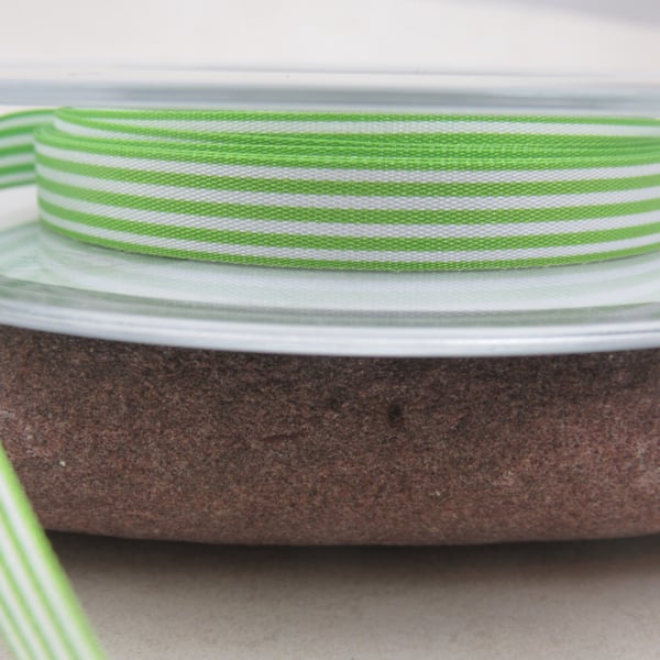 3 Metres Berisfords Bright Green Pencil Stripe Ribbon