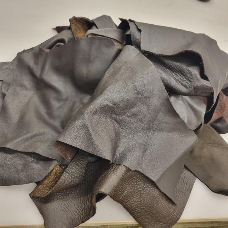 Mixed Box Of Genuine Dark Brown Leather 1KG