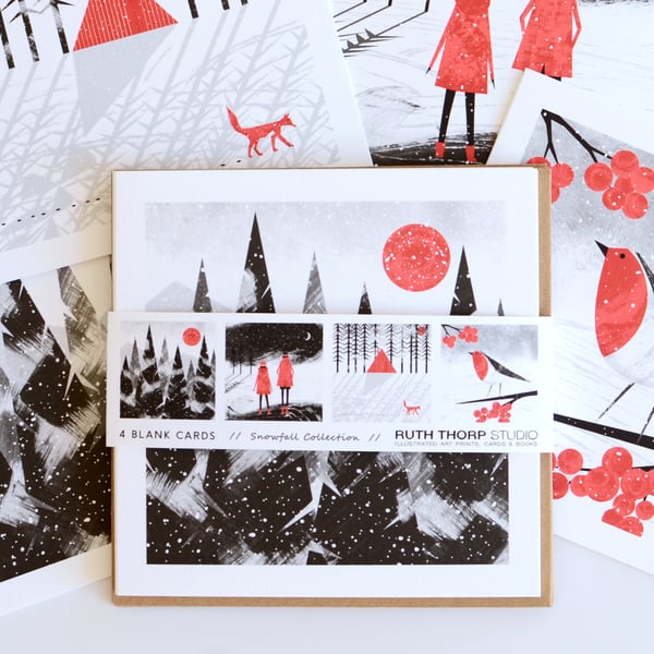 Snowfall Pack of 4 Greeting Cards 